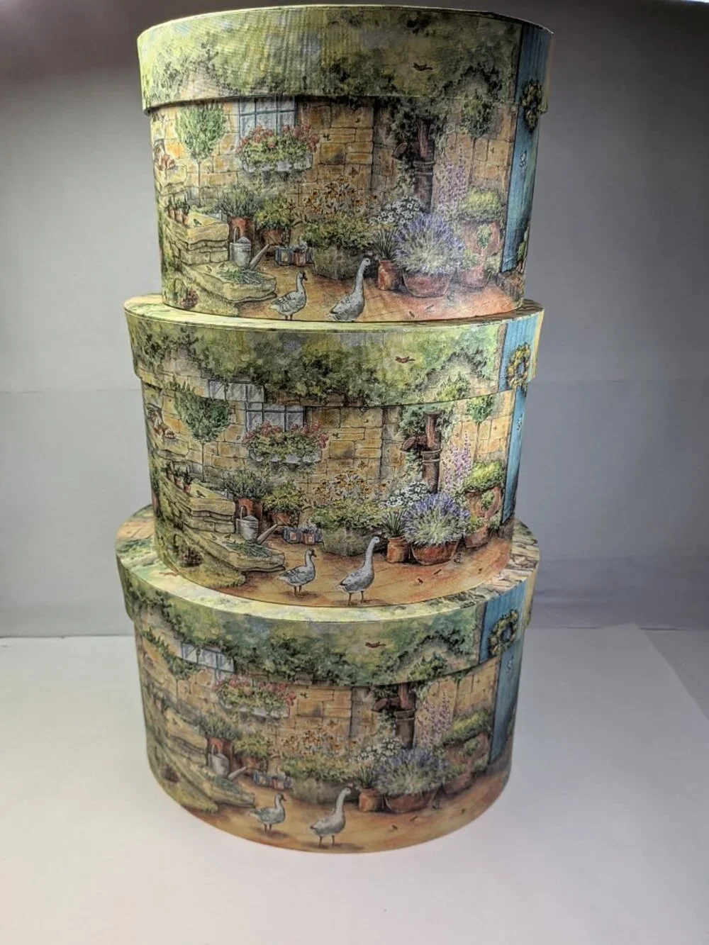Vintage Bobs Boxes Cottage Garden Nesting Hat Box Set Sherri Buck Baldwin Lang